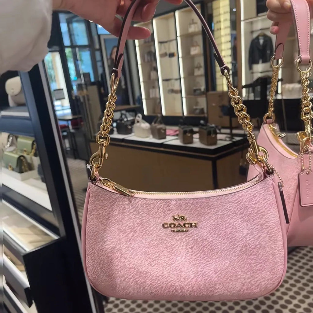 The Cherry Pink Monogram Chain Shoulder Bag