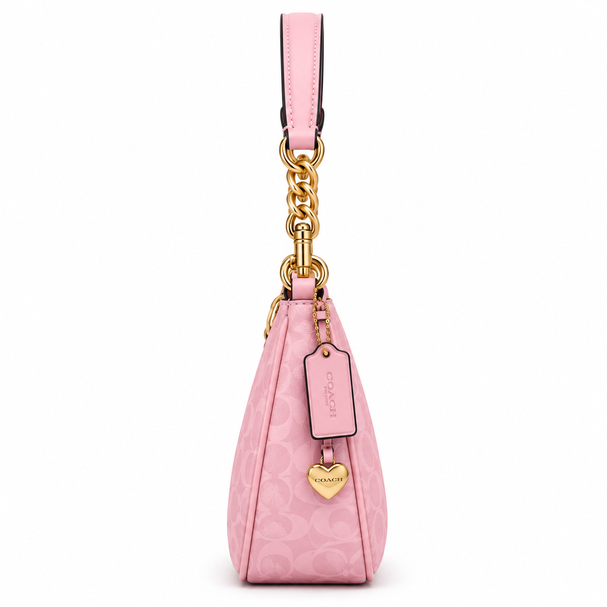 The Cherry Pink Monogram Chain Shoulder Bag