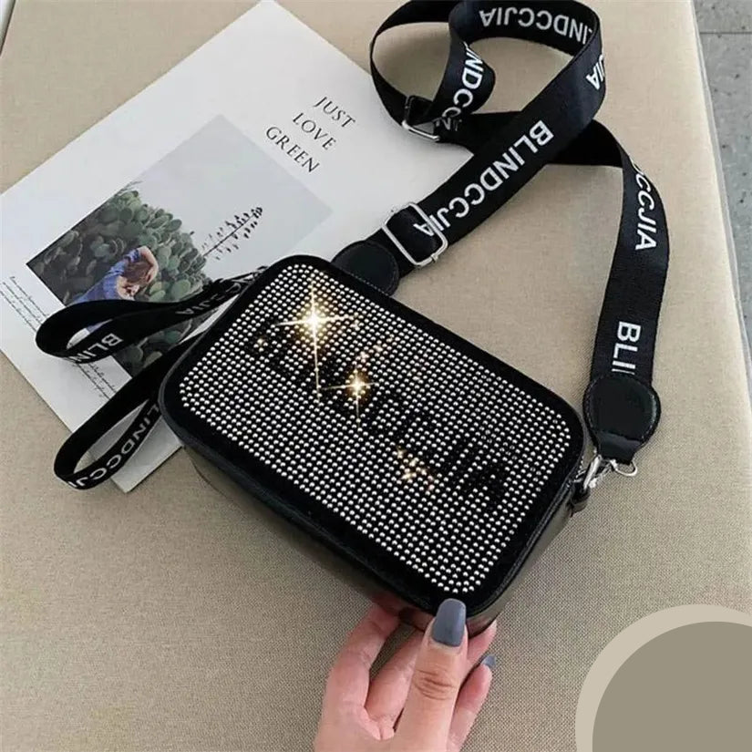 Balenciaga Style Rhinestone Crossbody Bag